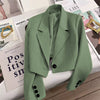Women's Regular Fit One Button Polyester Long Sleeve Office Jacket for Business Casual Work Wear in Black