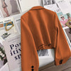 Women's Regular Fit One Button Polyester Long Sleeve Office Jacket for Business Casual Work Wear in Black