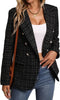Women's Tweed-Style Blazer, Notched Lapels, Long Sleeves and Button Front