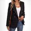 Women's Tweed-Style Blazer, Notched Lapels, Long Sleeves and Button Front