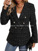 Women's Tweed-Style Blazer, Notched Lapels, Long Sleeves and Button Front