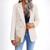 Women's Tweed-Style Blazer, Notched Lapels, Long Sleeves and Button Front