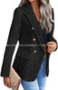 Women's Tweed-Style Blazer, Notched Lapels, Long Sleeves and Button Front