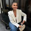 Women's Loose Fit Leopard Print Single Breasted Long Sleeve Casual Blazer Jacket for Street Fashion European American Style in White Black Pink