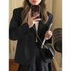 Women's Casual Slim Fit Short Polyester Blazer with Buttons for Spring Work Commute