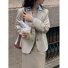 Women's Casual Slim Fit Short Polyester Blazer with Buttons for Spring Work Commute