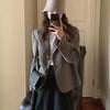 Women's Casual Slim Fit Short Polyester Blazer with Buttons for Spring Work Commute