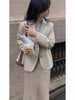 Women's Casual Slim Fit Short Polyester Blazer with Buttons for Spring Work Commute