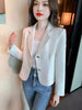 Women's Short Blazer, Notched Lapels, Fitted Shape and Long Sleeves