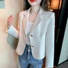 Women's Short Blazer, Notched Lapels, Fitted Shape and Long Sleeves