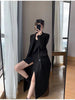 Women's Elegant Double Breasted Suit Collar Long Sleeve Trench Jacket with Pockets for Spring and Fall Everyday Wear