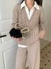 Women's Knitted Solid Color Thick Wide Leg Pants for Autumn in Warm Comfortable Everyday Wear