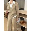 Women's Knitted Solid Color Thick Wide Leg Pants for Autumn in Warm Comfortable Everyday Wear