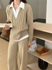 Women's Knitted Solid Color Thick Wide Leg Pants for Autumn in Warm Comfortable Everyday Wear