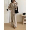 Women's Knitted Solid Color Thick Wide Leg Pants for Autumn in Warm Comfortable Everyday Wear