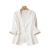 Women's Slim Fit Simple Style Tencel Solid Color Button Collar Three-Quarter Sleeve One Button Jacket with Buttons for Spring in Apricot