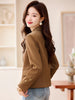 Women's Slim Fit Polyester Solid Color Suit Collar Long Sleeve Single Breasted Two Button Jacket with Pockets for Office in Autumn