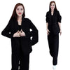 Women's Casual Long Sleeve Solid Color Polyester Pants with Buttons for Autumn in Gray
