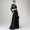 Women's Chenille Wide Leg Pants with Pockets Casual High Rise Flowy Floor Length Trousers for Spring in Solid Color