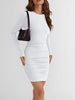Women's Bodycon Mini Dress, Round Neck, Long Sleeves and Ruched Waist