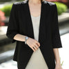Women's Loose Fit Korean Style Solid Color No Buckle Seven-Point Sleeve Coat for Casual Wear