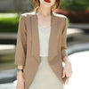 Women's Loose Fit Korean Style Solid Color No Buckle Seven-Point Sleeve Coat for Casual Wear