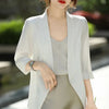 Women's Loose Fit Korean Style Solid Color No Buckle Seven-Point Sleeve Coat for Casual Wear