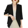 Women's Loose Fit Korean Style Solid Color No Buckle Seven-Point Sleeve Coat for Casual Wear