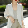 Women's Loose Fit Korean Style Solid Color No Buckle Seven-Point Sleeve Coat for Casual Wear