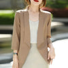 Women's Loose Fit Korean Style Solid Color No Buckle Seven-Point Sleeve Coat for Casual Wear