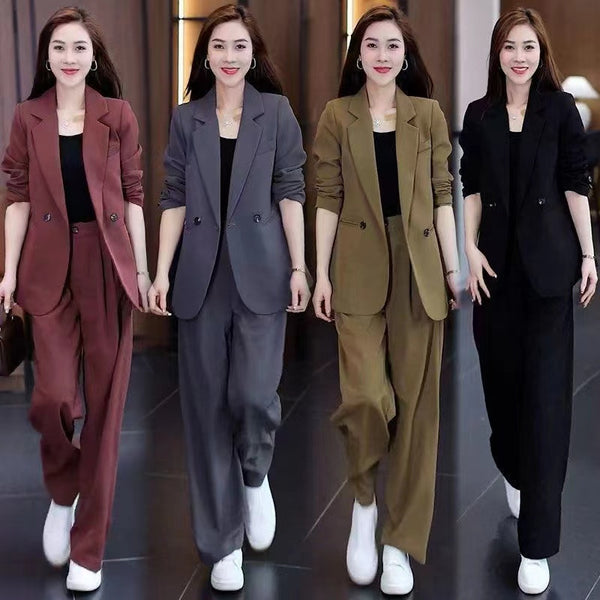 Women's Casual Polyester Solid Color Long Sleeves Pants with Buttons for Autumn in Gray Black Khaki