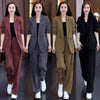 Women's Casual Polyester Solid Color Long Sleeves Pants with Buttons for Autumn in Gray Black Khaki