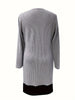 Women's Sweater Dress, Contrast Panels, Decorative Buttons and Layered Look