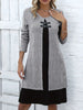 Women's Sweater Dress, Contrast Panels, Decorative Buttons and Layered Look