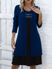 Women's Sweater Dress, Contrast Panels, Decorative Buttons and Layered Look