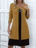 Women's Sweater Dress, Contrast Panels, Decorative Buttons and Layered Look