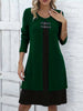 Women's Sweater Dress, Contrast Panels, Decorative Buttons and Layered Look