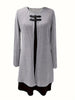 Women's Sweater Dress, Contrast Panels, Decorative Buttons and Layered Look