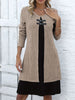 Women's Sweater Dress, Contrast Panels, Decorative Buttons and Layered Look