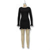 Women's Mini Dress, Crew Neck, Long Sleeves and Ruffle Hem