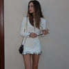 Women's Mini Dress, Crew Neck, Long Sleeves and Ruffle Hem