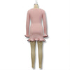 Women's Mini Dress, Crew Neck, Long Sleeves and Ruffle Hem
