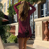 Women's Mini Dress, Crew Neck, Long Sleeves and Ruffle Hem