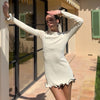 Women's Mini Dress, Crew Neck, Long Sleeves and Ruffle Hem