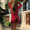 Women's Mini Dress, Crew Neck, Long Sleeves and Ruffle Hem