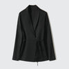 Women's Slim Fit Polyester Solid Color Suit Collar Long Sleeve Tie-Up Office Blazer for Autumn in Elegant French Style