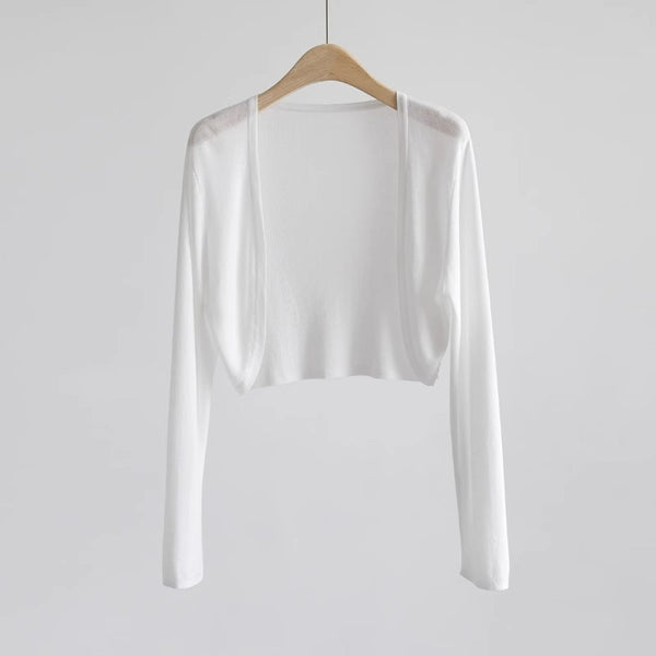 Women's Collarless Long Sleeve Tencel Knit Cardigan Lightweight Cover Up for Autumn in Solid Color