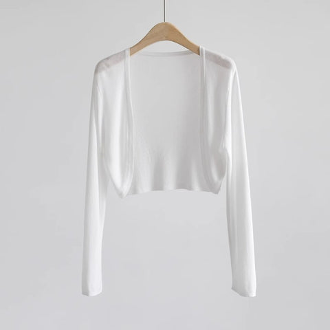 Women's Collarless Long Sleeve Tencel Knit Cardigan Lightweight Cover Up for Autumn in Solid Color