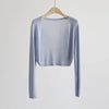 Women's Collarless Long Sleeve Tencel Knit Cardigan Lightweight Cover Up for Autumn in Solid Color