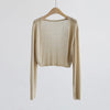 Women's Collarless Long Sleeve Tencel Knit Cardigan Lightweight Cover Up for Autumn in Solid Color